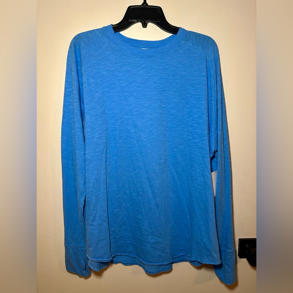 NWT Zella blue lapis relaxed long sleeve skin tee Size Large